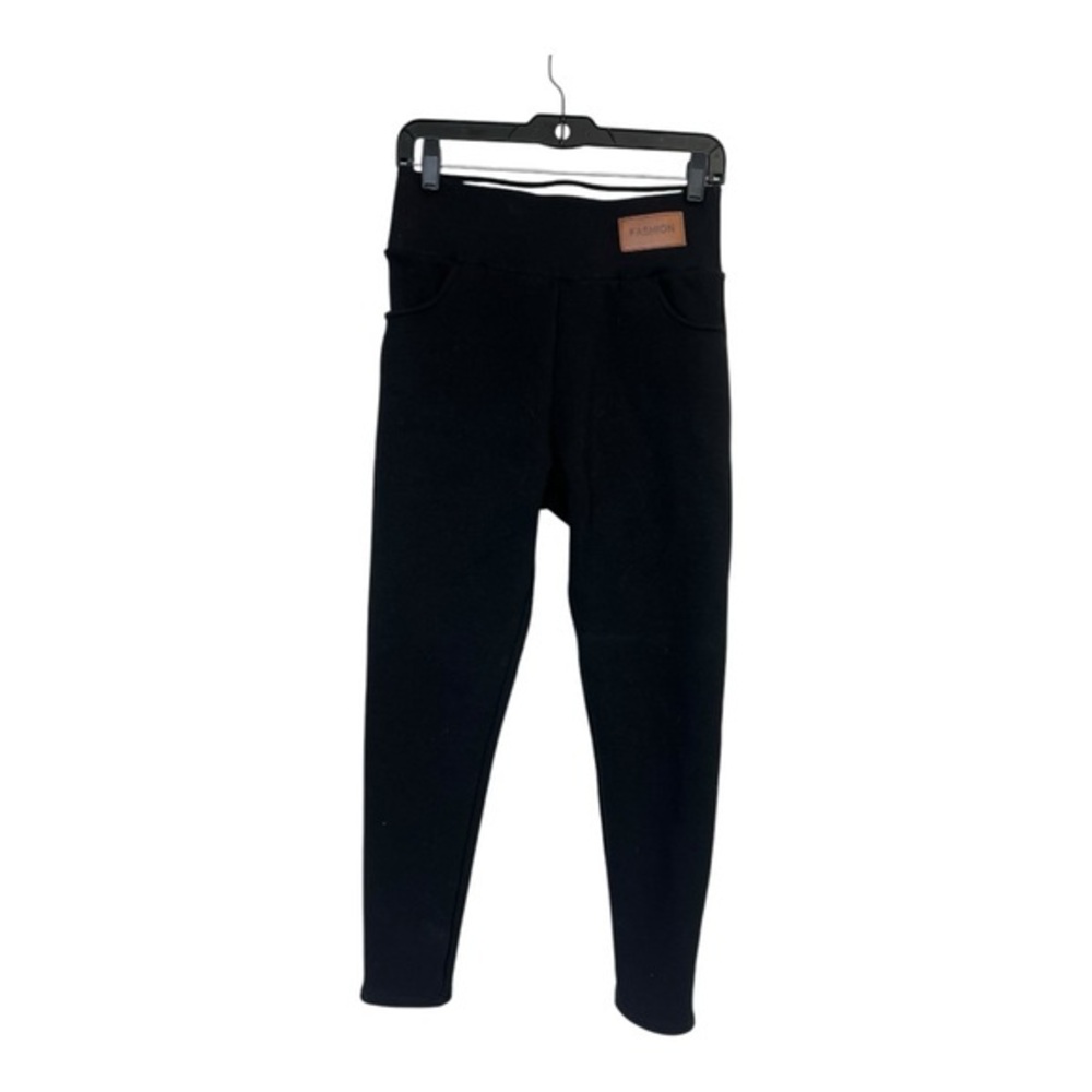 Vintage Black Leggings with High-Rise Waistband Size L
